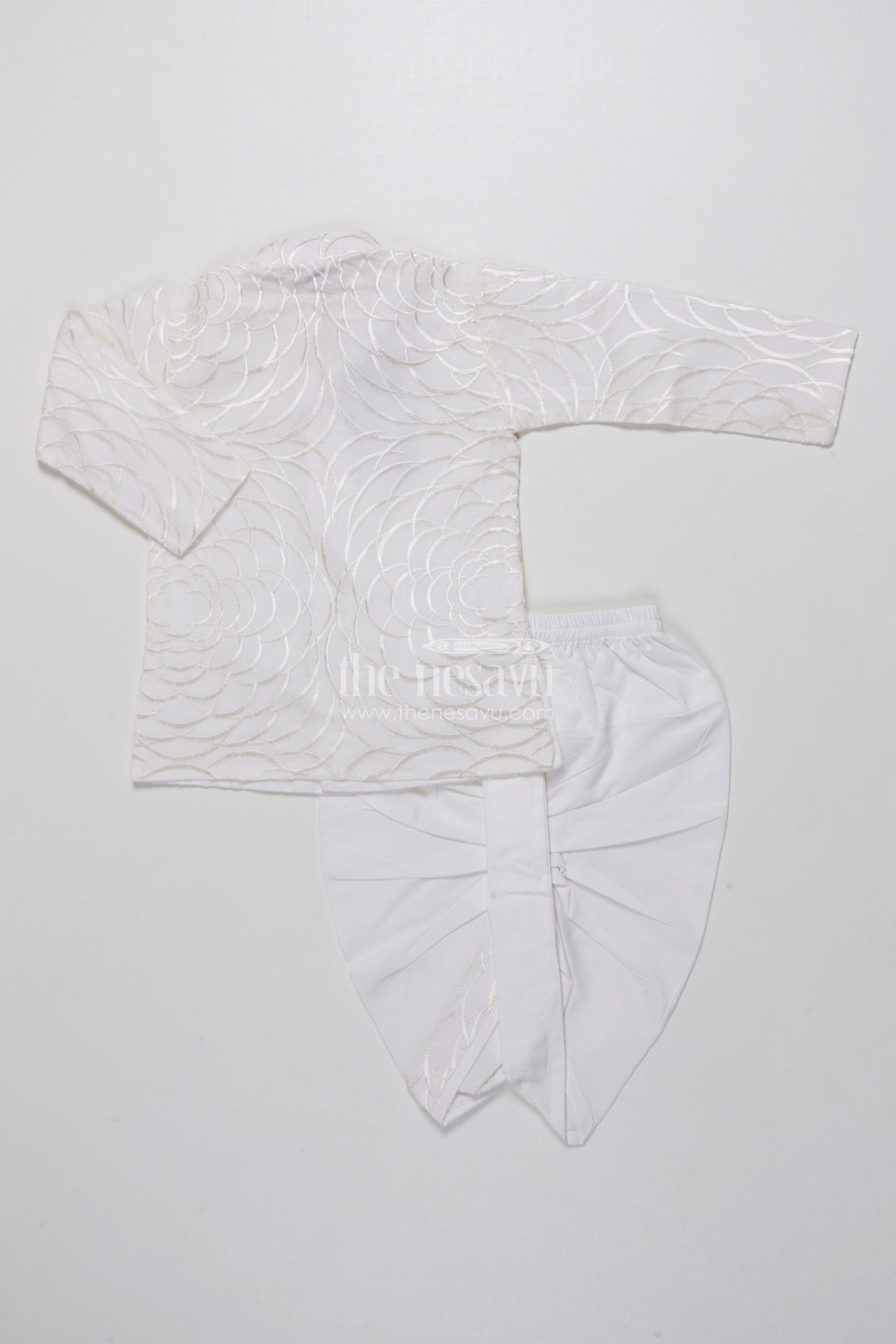 The Nesavu Boys Dothi Set Boys Dothi Set with Mirror and Sequence Embroidery Ethnic Festive Wear Nesavu Nesavu Boys Dothi Set Mirror Sequence Embroidery Festive Outfit