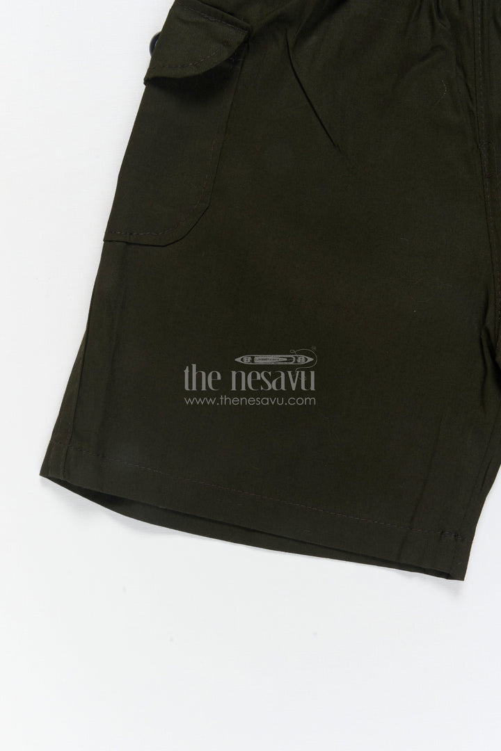 The Nesavu Boys Shorts Boys Easy-wear Cotton Shorts with Elastic Waist and Pocket Detailing Nesavu 16 (1Y) / Green / Cotton BWS072D-16 Nesavu boys cotton shorts with elastic waistband and flap pocket detail – great for everyday adventures