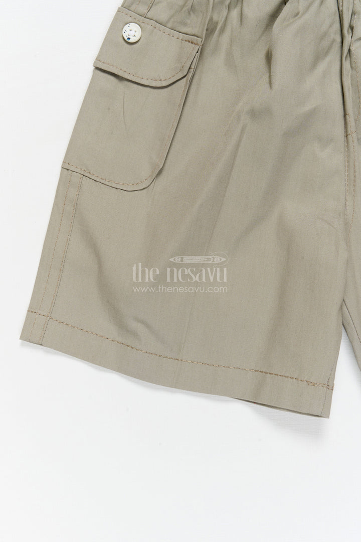 The Nesavu Boys Shorts Boys Elastic Waist Cotton Shorts with Flap Pockets for Everyday Comfort Nesavu 16 (1Y) / Green / Cotton BWS072A-16 Nesavu boys cotton shorts with elastic waist and flap pockets – great for school and summer play