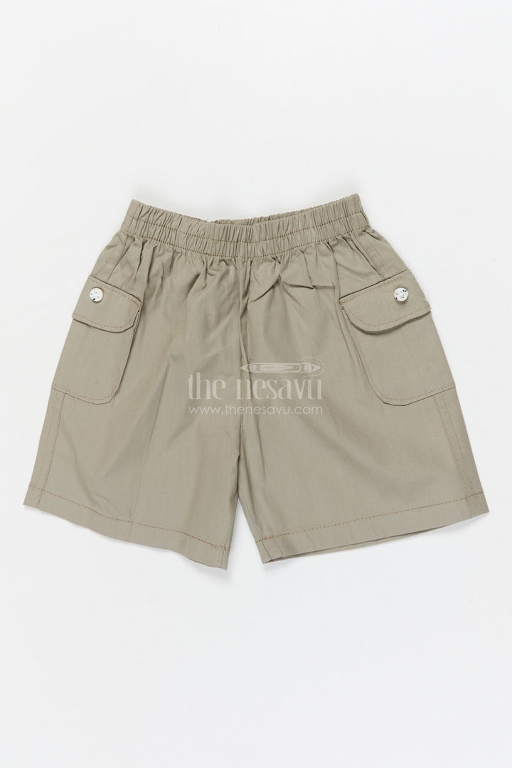 The Nesavu Boys Shorts Boys Elastic Waist Cotton Shorts with Flap Pockets for Everyday Comfort Nesavu 16 (1Y) / Green / Cotton BWS072A-16 Nesavu boys cotton shorts with elastic waist and flap pockets – great for school and summer play