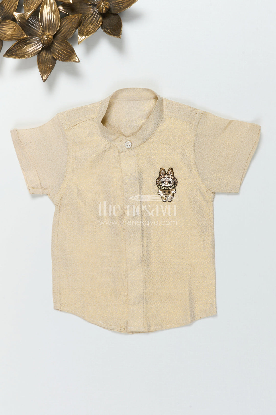 The Nesavu Boys Silk Shirt Boys Embossed Silk Shirt for Weddings and Traditional Occasions Nesavu Nesavu boys embossed tissue silk shirt for weddings and festive traditional functions