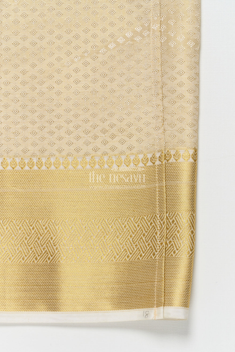 The Nesavu Boys Vesti Boys Embossed Vesti for Traditional Weddings and Poojas Nesavu Nesavu boys tissue vesti embossed design zari border weddings religious ceremonies