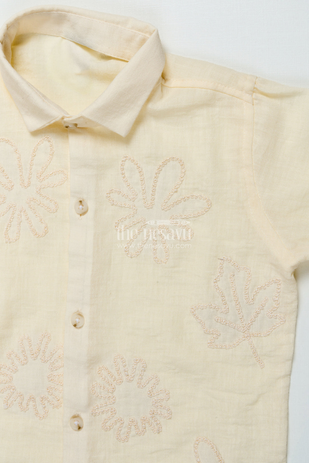 The Nesavu Boys Cotton Shirt Boys Embroidered Cotton Shirt for Ethnic Day and Casual Festive Wear Nesavu Nesavu boys embroidered cotton shirt ethnic day festive wear soft breathable cotton blend