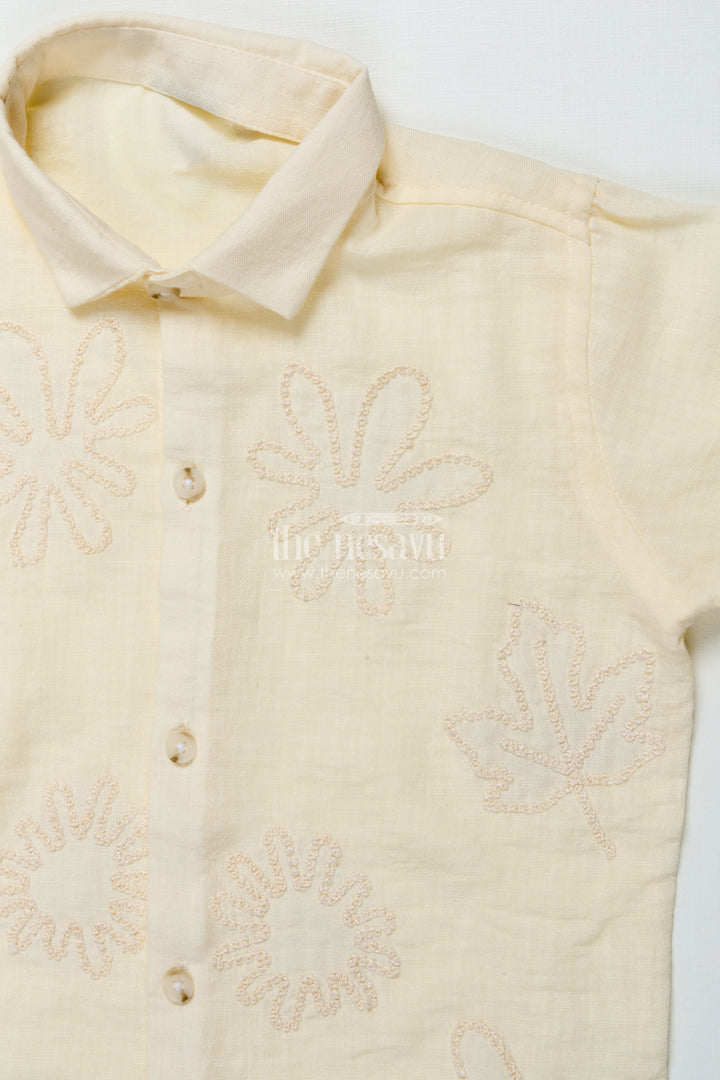 The Nesavu Boys Cotton Shirt Boys Embroidered Cotton Shirt for Ethnic Day and Casual Festive Wear Nesavu Nesavu boys embroidered cotton shirt ethnic day festive wear soft breathable cotton blend