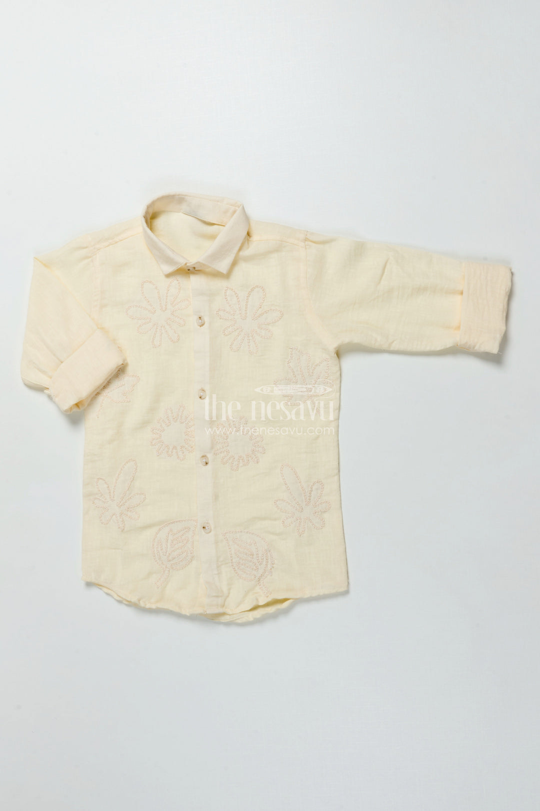 The Nesavu Boys Cotton Shirt Boys Embroidered Cotton Shirt for Ethnic Day and Casual Festive Wear Nesavu Nesavu boys embroidered cotton shirt ethnic day festive wear soft breathable cotton blend