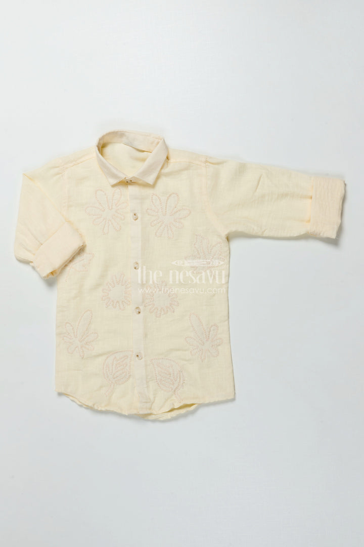 The Nesavu Boys Cotton Shirt Boys Embroidered Cotton Shirt for Ethnic Day and Casual Festive Wear Nesavu Nesavu boys embroidered cotton shirt ethnic day festive wear soft breathable cotton blend