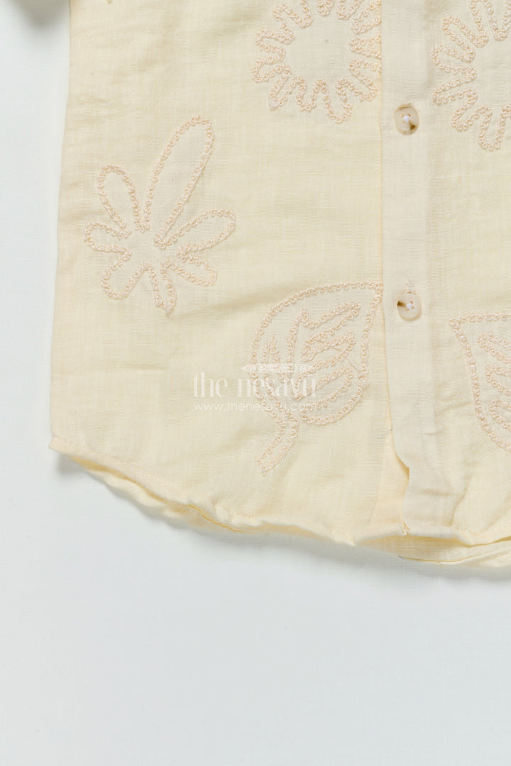 The Nesavu Boys Cotton Shirt Boys Embroidered Cotton Shirt for Ethnic Day and Casual Festive Wear Nesavu Nesavu boys embroidered cotton shirt ethnic day festive wear soft breathable cotton blend