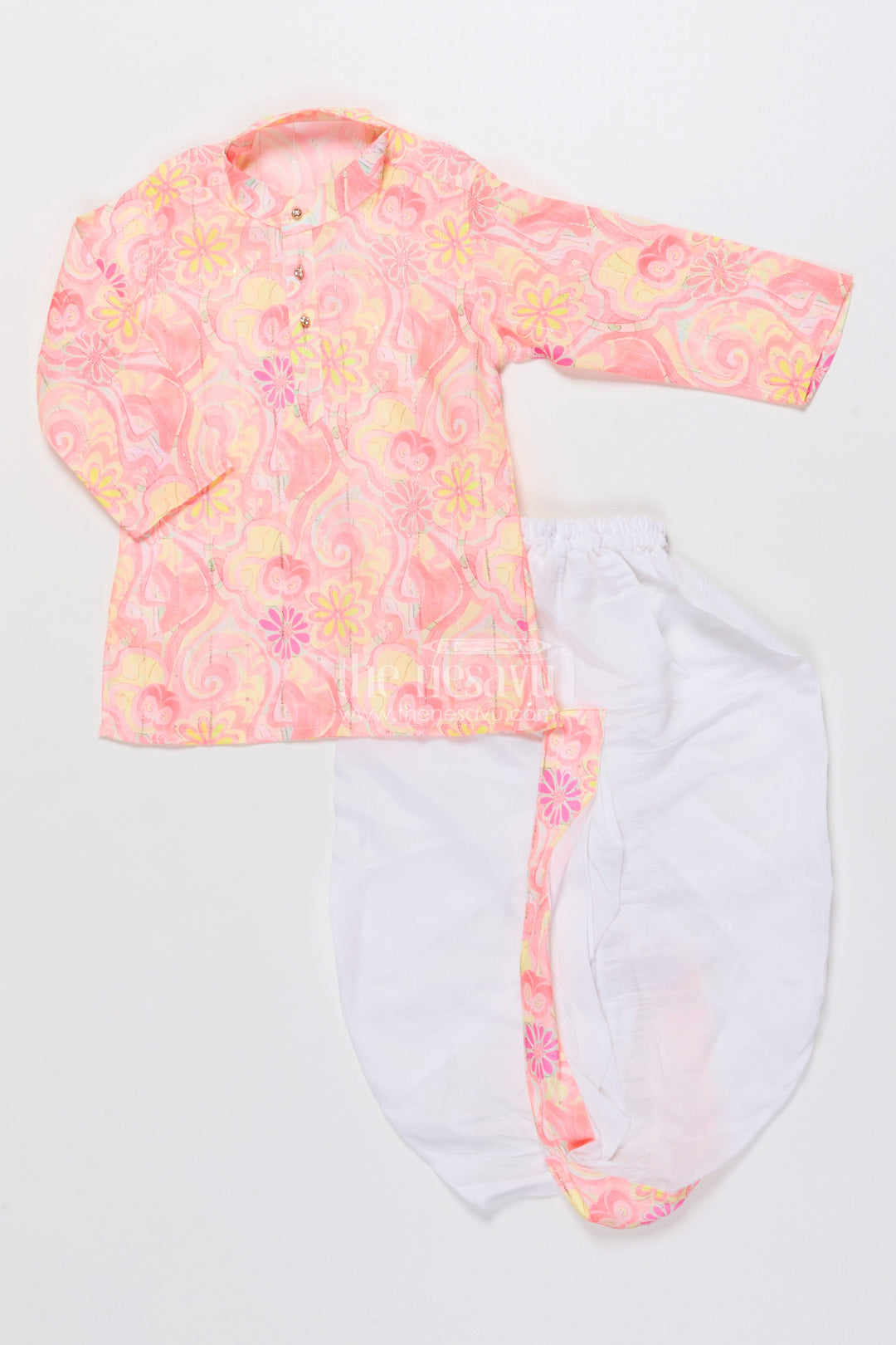 The Nesavu Boys Dothi Set Boys Embroidered Dhoti Kurta Set for Wedding Functions and Cultural Festivities Nesavu Nesavu boys embroidered silk blend dhoti kurta set festive ethnic wear weddings traditional celebrations