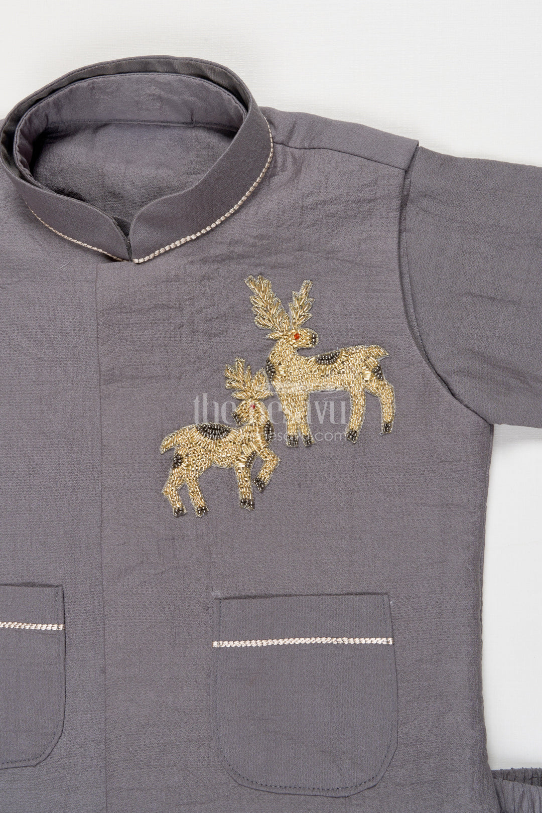 The Nesavu Boys Jacket Sets Boys Embroidered Jacket Set for Formal Functions and Ethnic Days Nesavu Nesavu boys embroidered jacket kurta set formal events traditional school functions