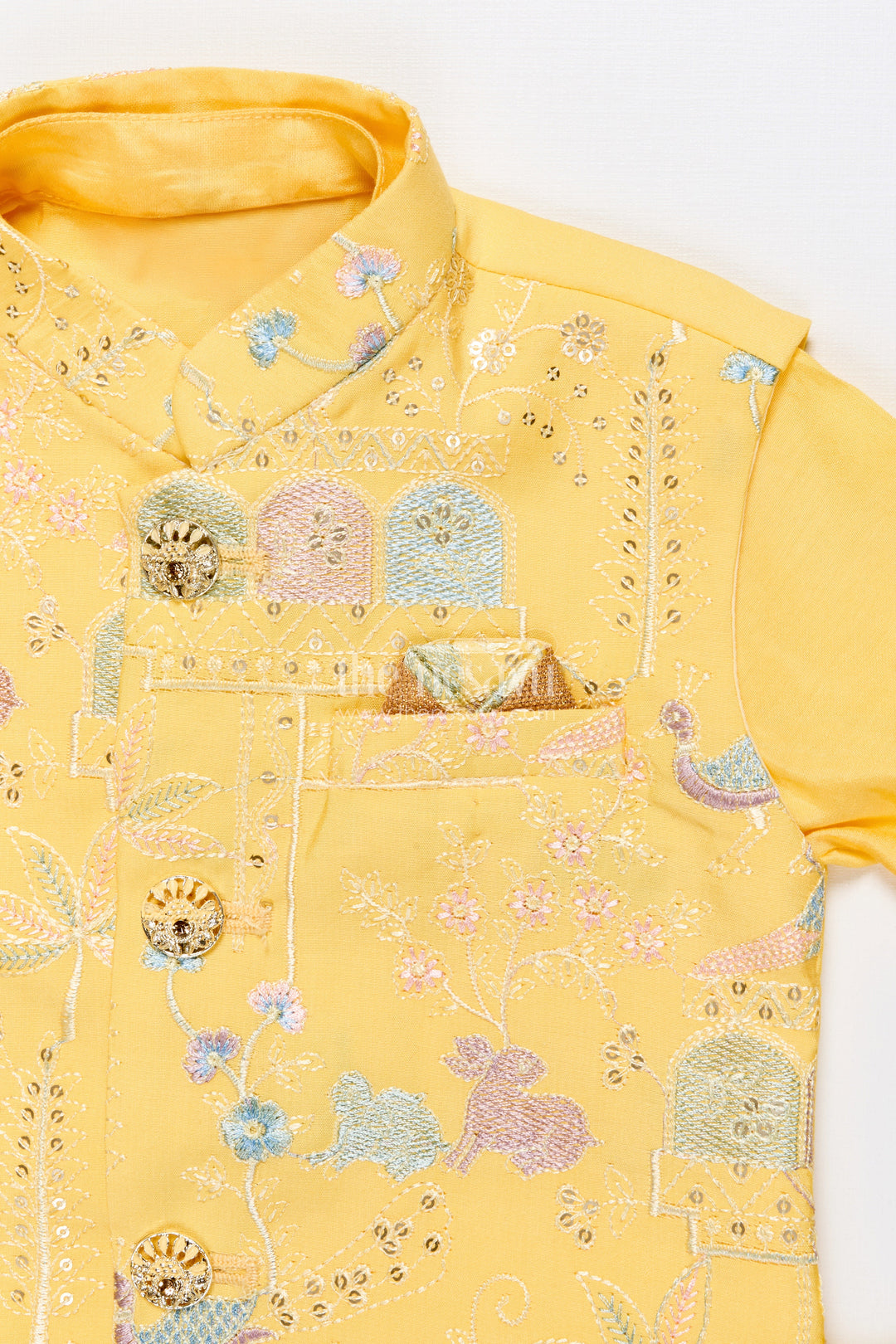 The Nesavu Boys Jacket Sets Boys Embroidered Jacket Set for Traditional Events and Festive Parties Nesavu Nesavu boys embroidered jacket kurta set silk blend ideal weddings pujas ethnic functions