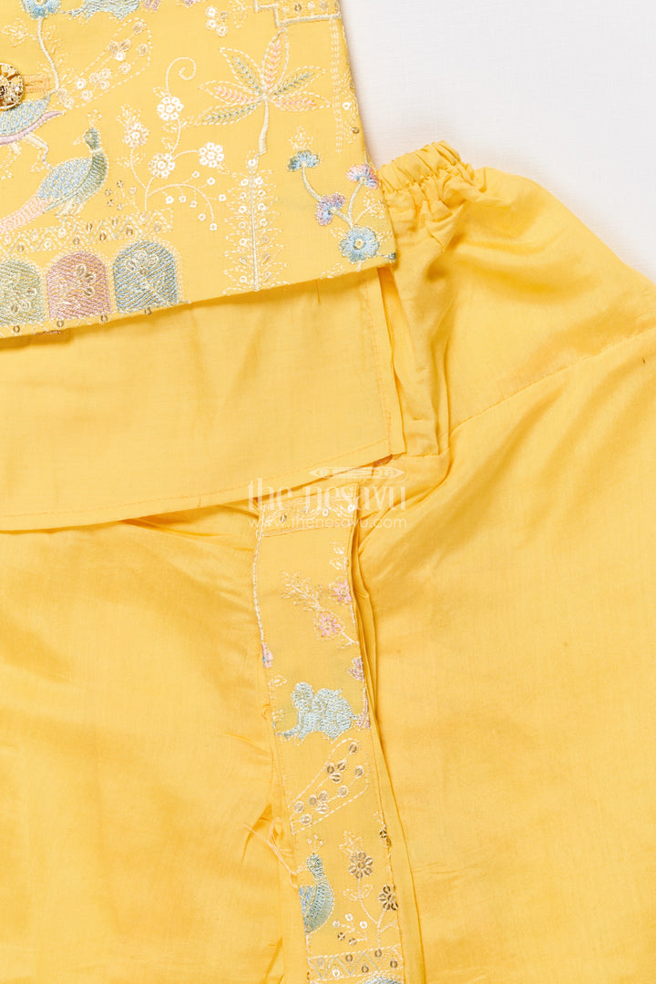 The Nesavu Boys Jacket Sets Boys Embroidered Jacket Set for Traditional Events and Festive Parties Nesavu Nesavu boys embroidered jacket kurta set silk blend ideal weddings pujas ethnic functions