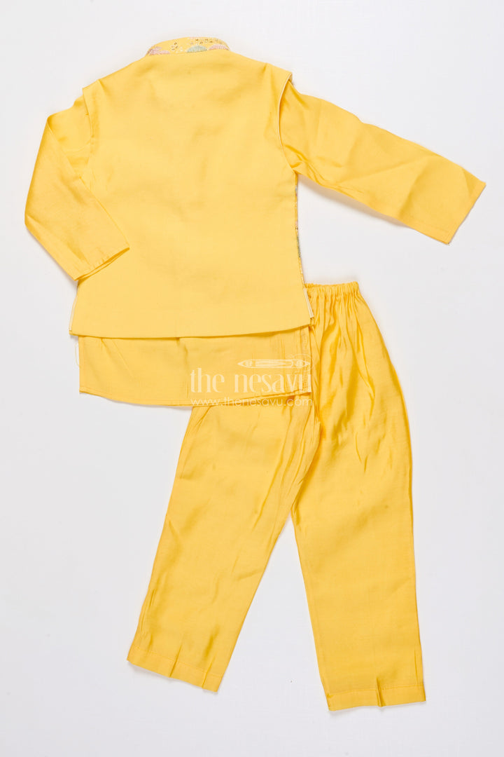 The Nesavu Boys Jacket Sets Boys Embroidered Jacket Set for Traditional Events and Festive Parties Nesavu Nesavu boys embroidered jacket kurta set silk blend ideal weddings pujas ethnic functions