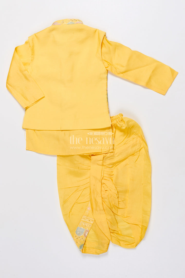 The Nesavu Boys Jacket Sets Boys Embroidered Jacket Set for Traditional Events and Festive Parties Nesavu Nesavu boys embroidered jacket kurta set silk blend ideal weddings pujas ethnic functions