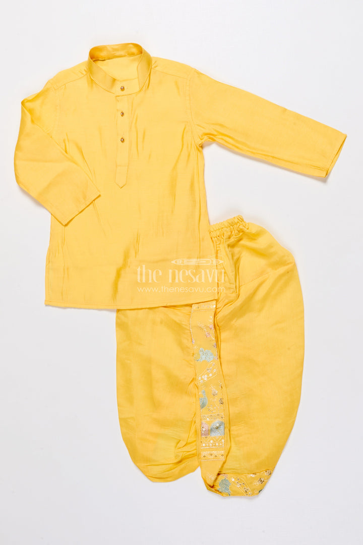 The Nesavu Boys Jacket Sets Boys Embroidered Jacket Set for Traditional Events and Festive Parties Nesavu Nesavu boys embroidered jacket kurta set silk blend ideal weddings pujas ethnic functions