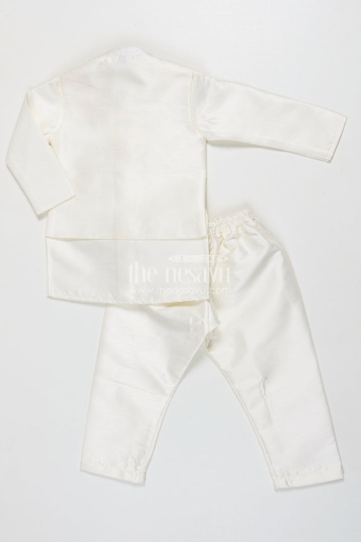 The Nesavu Boys Jacket Sets Boys Embroidered Jacket Set for Weddings and Festive Functions Nesavu Nesavu boys silk jacket set with embroidered Nehru jacket for weddings and traditional functions