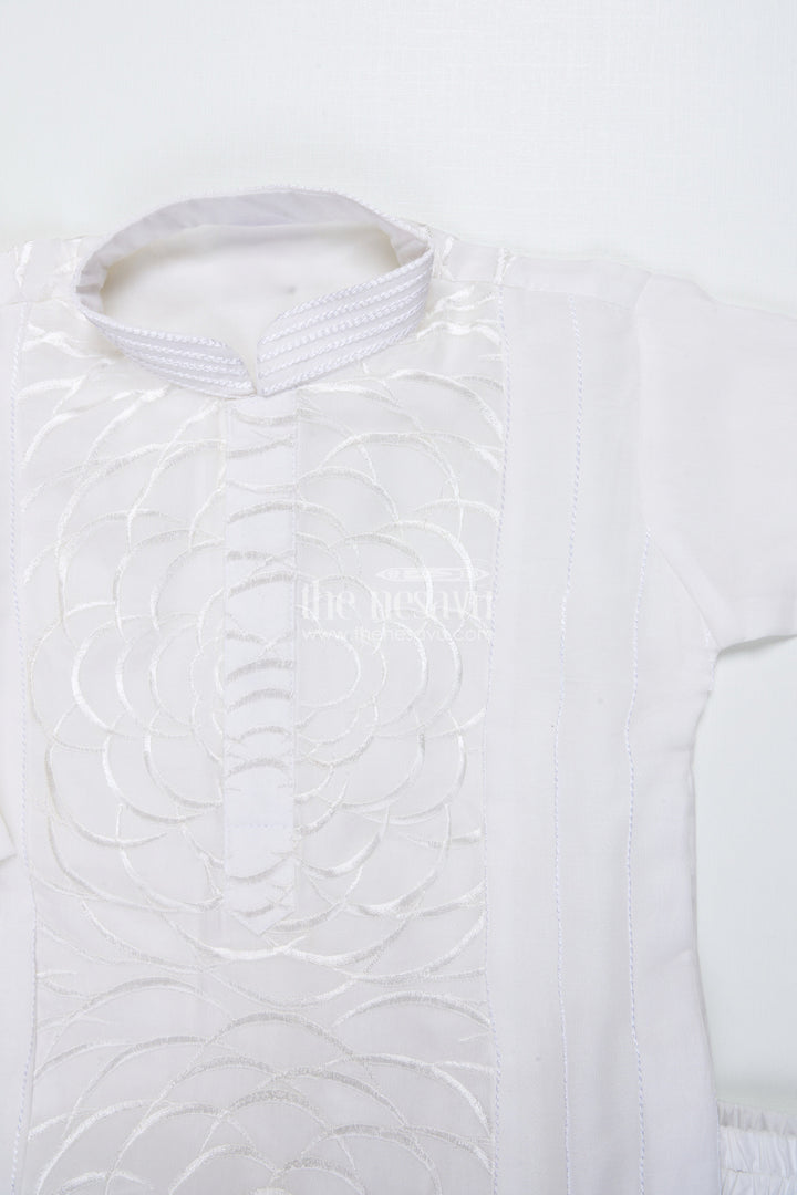 The Nesavu Boys Kurtha Set Boys Embroidered Kurta Set for Traditional Events and Temple Visits Nesavu Nesavu boys cotton embroidered kurta set temple visits traditional family gatherings