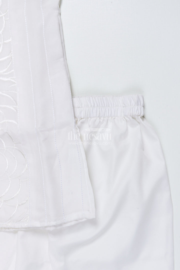 The Nesavu Boys Kurtha Set Boys Embroidered Kurta Set for Traditional Events and Temple Visits Nesavu Nesavu boys cotton embroidered kurta set temple visits traditional family gatherings