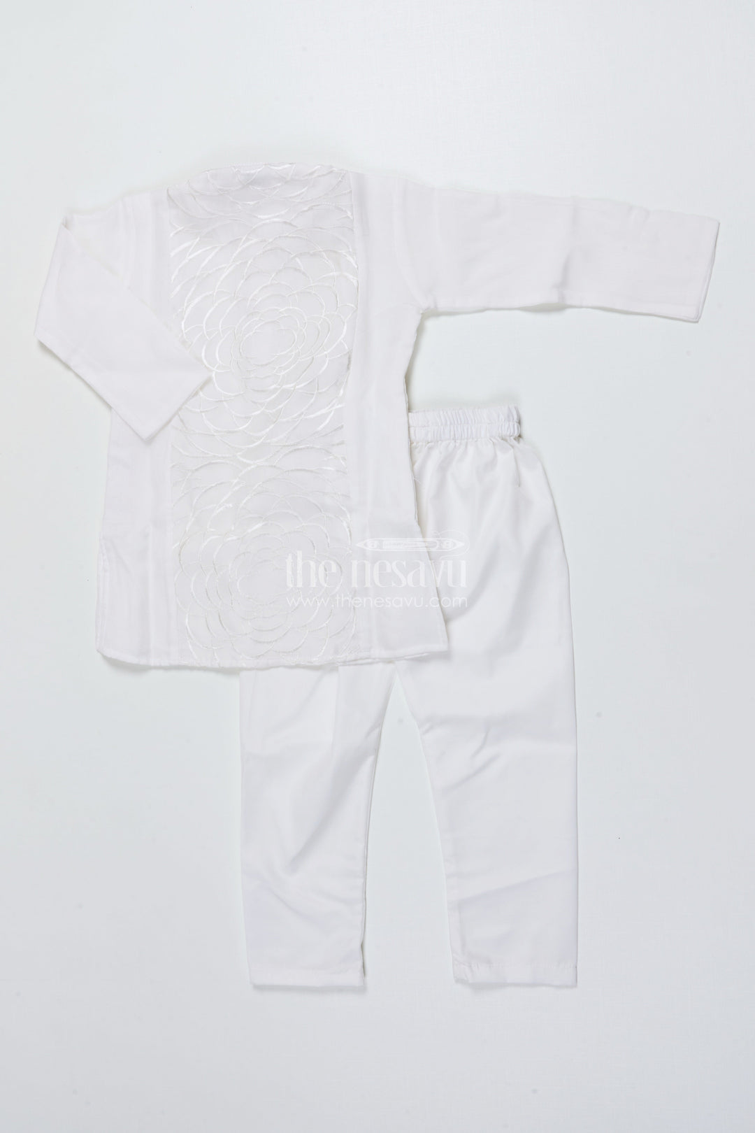 The Nesavu Boys Kurtha Set Boys Embroidered Kurta Set for Traditional Events and Temple Visits Nesavu Nesavu boys cotton embroidered kurta set temple visits traditional family gatherings