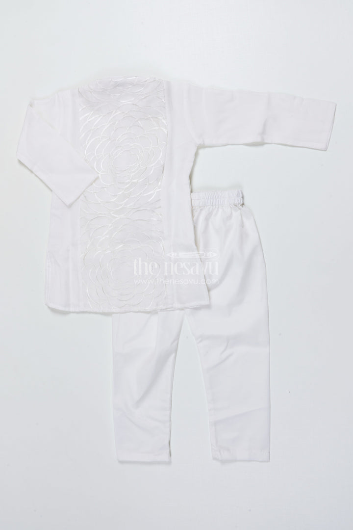 The Nesavu Boys Kurtha Set Boys Embroidered Kurta Set for Traditional Events and Temple Visits Nesavu Nesavu boys cotton embroidered kurta set temple visits traditional family gatherings