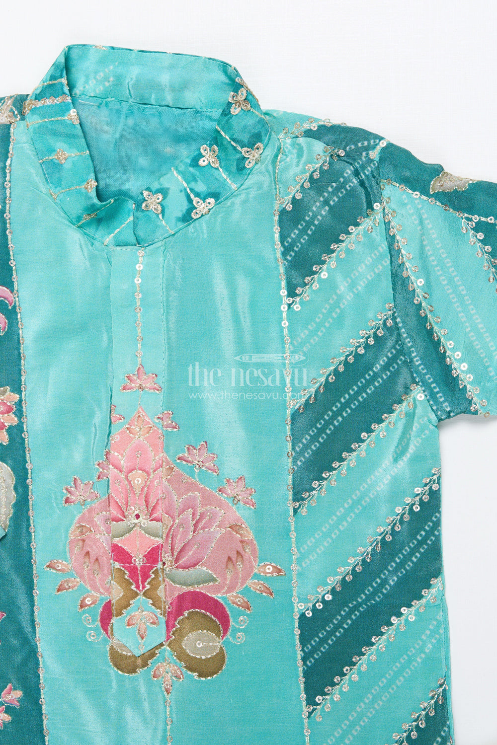 The Nesavu Boys Kurtha Set Boys Embroidered Kurta Set with Sequin Detailing for Weddings and Festive Occasions Nesavu Nesavu boys embroidered kurta set sequin detailing festive functions weddings