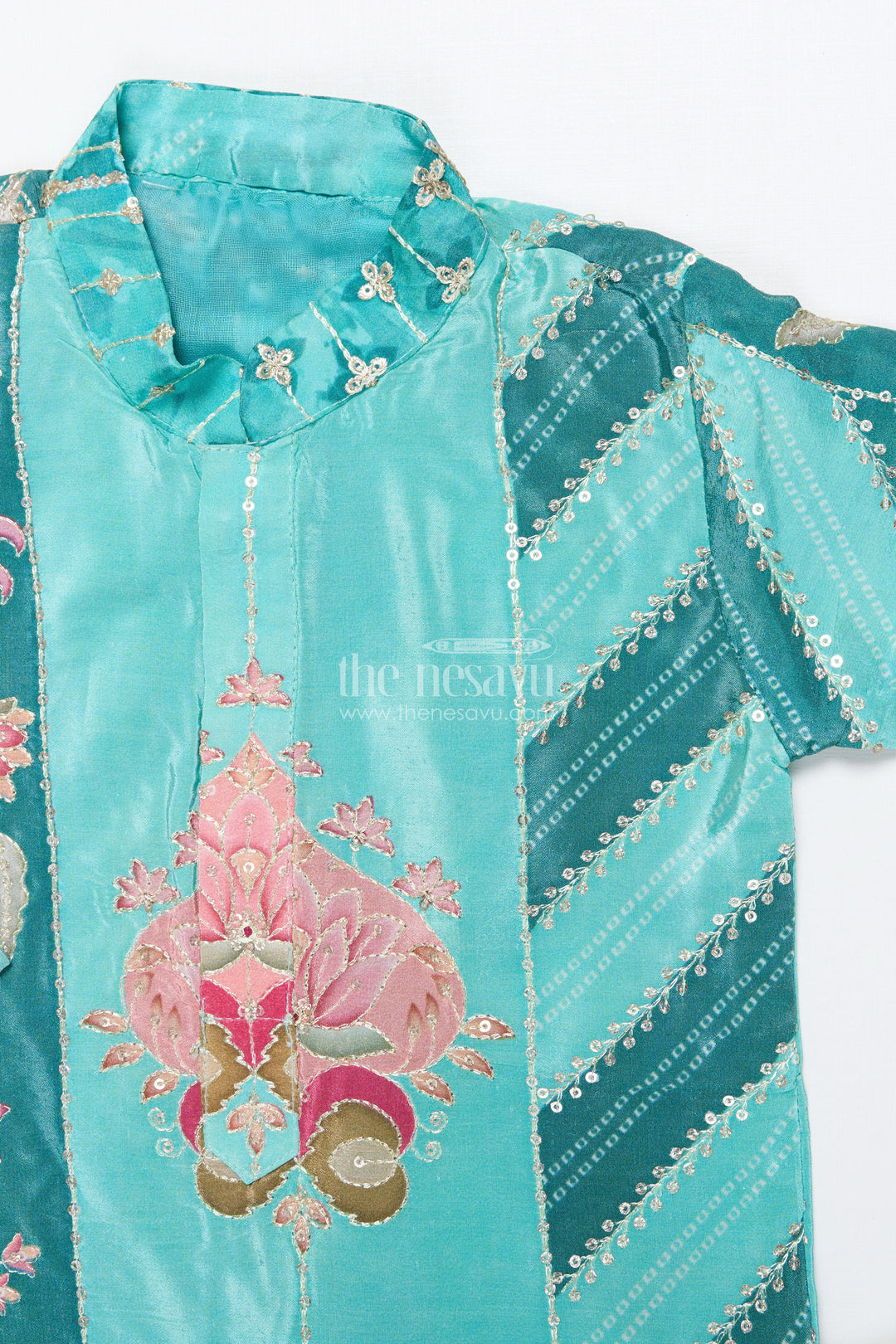 The Nesavu Boys Kurtha Set Boys Embroidered Kurta Set with Sequin Detailing for Weddings and Festive Occasions Nesavu Nesavu boys embroidered kurta set sequin detailing festive functions weddings
