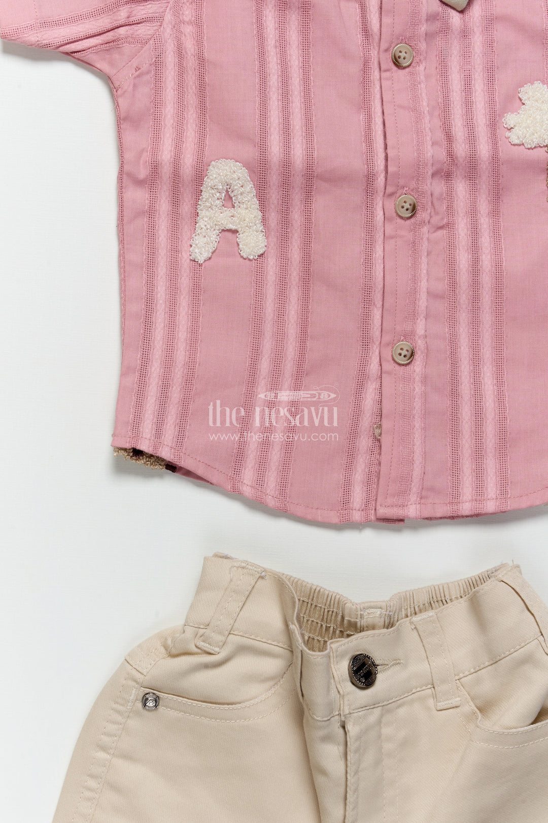 The Nesavu Boys Casual Set Boys Embroidered Shirt and Shorts Outfit for Birthdays and Family Events Nesavu Nesavu boys embroidered cotton outfit bow tie birthdays casual family events