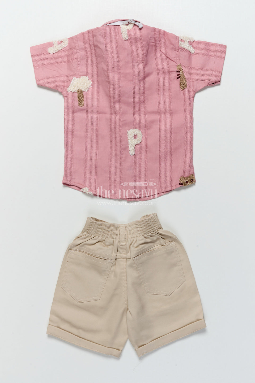 The Nesavu Boys Casual Set Boys Embroidered Shirt and Shorts Outfit for Birthdays and Family Events Nesavu Nesavu boys embroidered cotton outfit bow tie birthdays casual family events