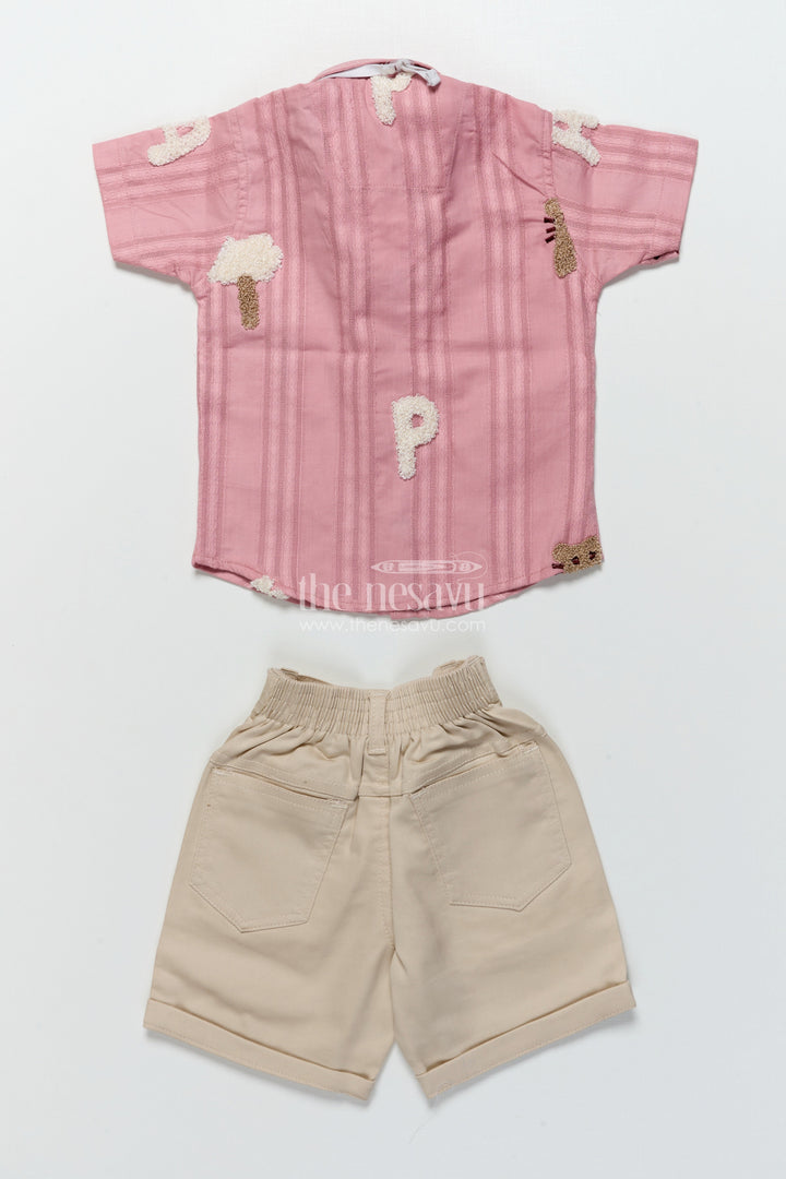 The Nesavu Boys Casual Set Boys Embroidered Shirt and Shorts Outfit for Birthdays and Family Events Nesavu Nesavu boys embroidered cotton outfit bow tie birthdays casual family events