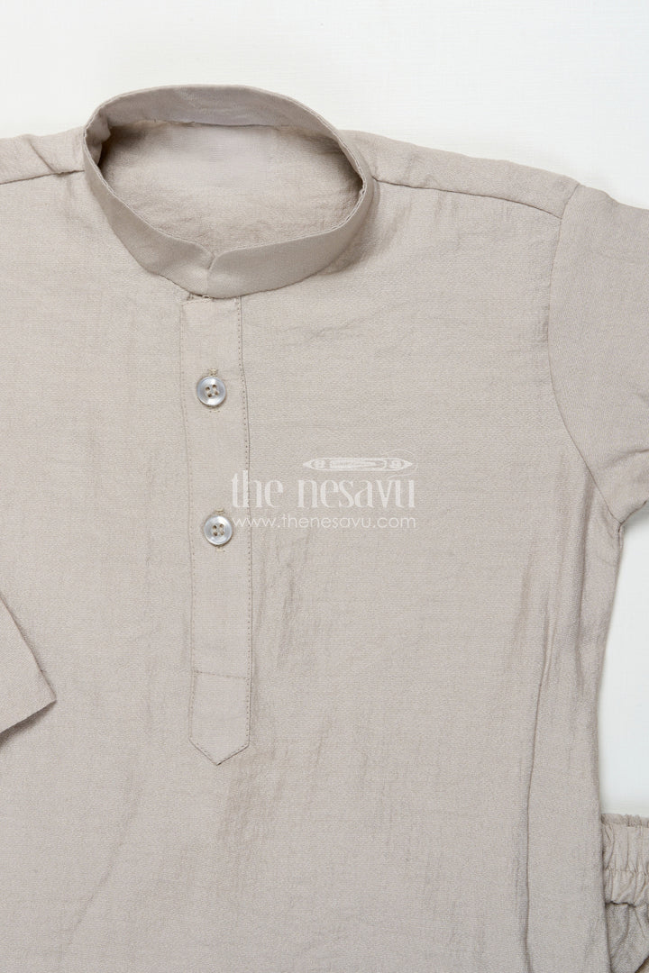 The Nesavu Boys Jacket Sets Boys Ethnic Cotton Kurta Set with Patchwork for Temple and School Functions Nesavu Nesavu boys cotton kurta set embroidered patch temple visits ethnic celebrations