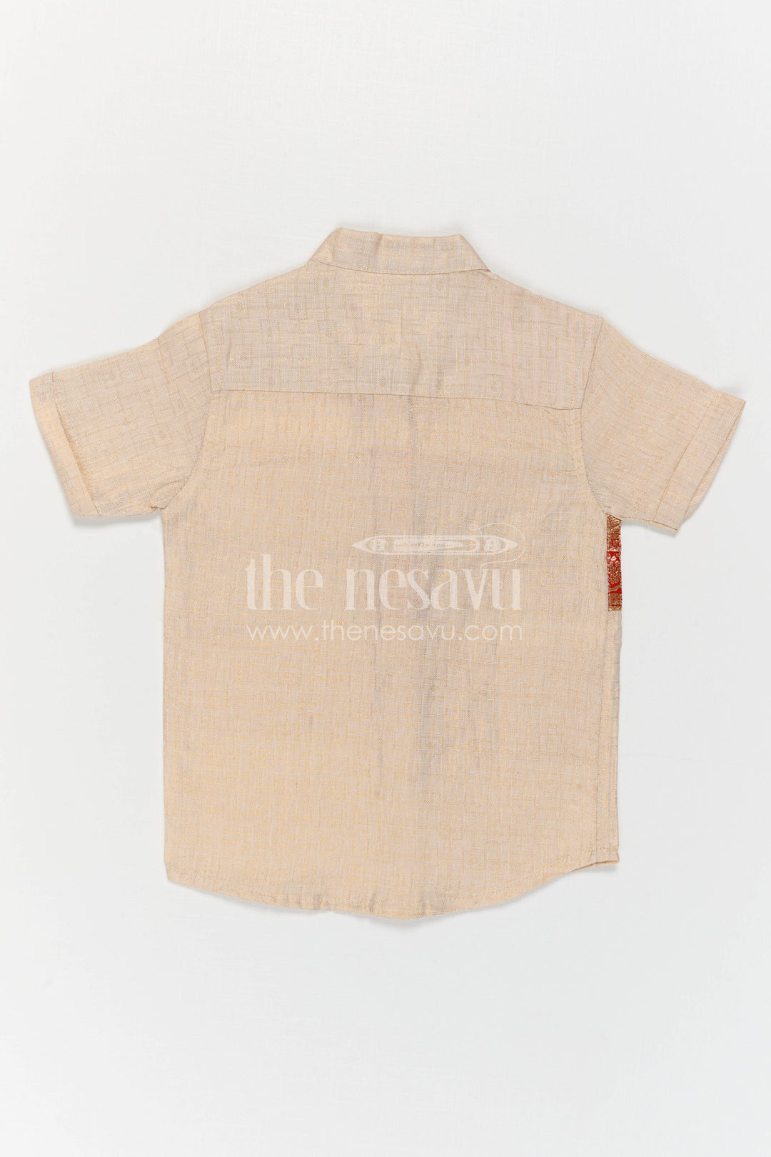 The Nesavu Boys Cotton Shirt Boys Ethnic Cotton Shirt for Pooja Functions and Traditional Styling Nesavu Nesavu Boys Ethnic Cotton Shirt With Baithani Border For Pooja Functions And Festive Wear