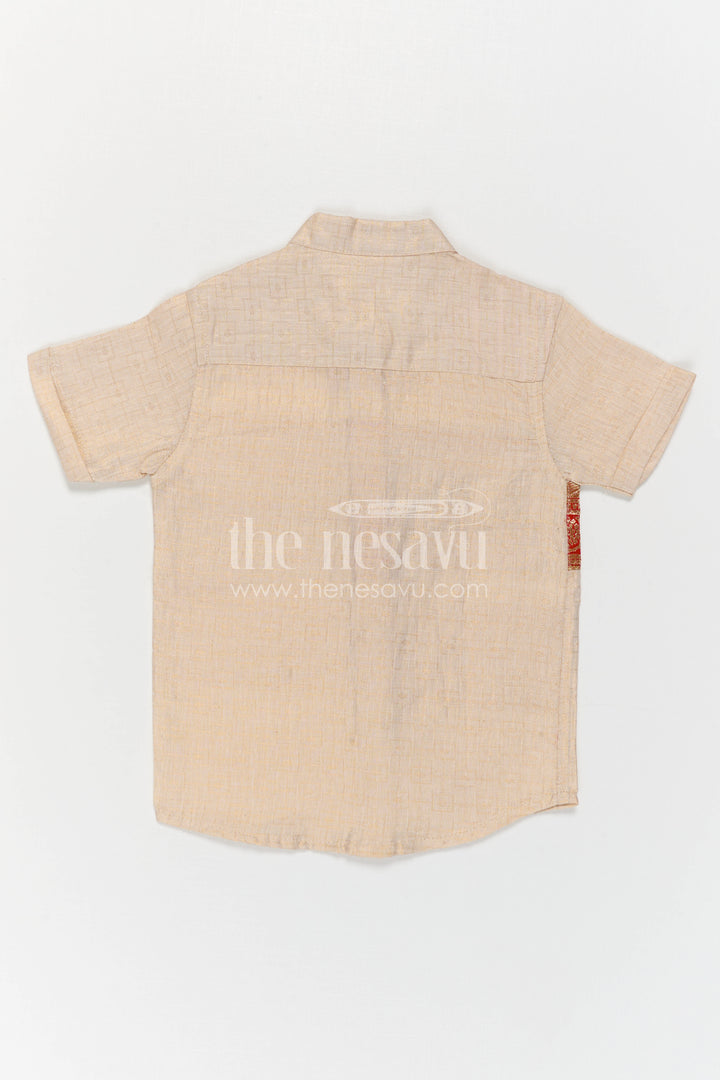 The Nesavu Boys Cotton Shirt Boys Ethnic Cotton Shirt for Pooja Functions and Traditional Styling Nesavu Nesavu Boys Ethnic Cotton Shirt With Baithani Border For Pooja Functions And Festive Wear