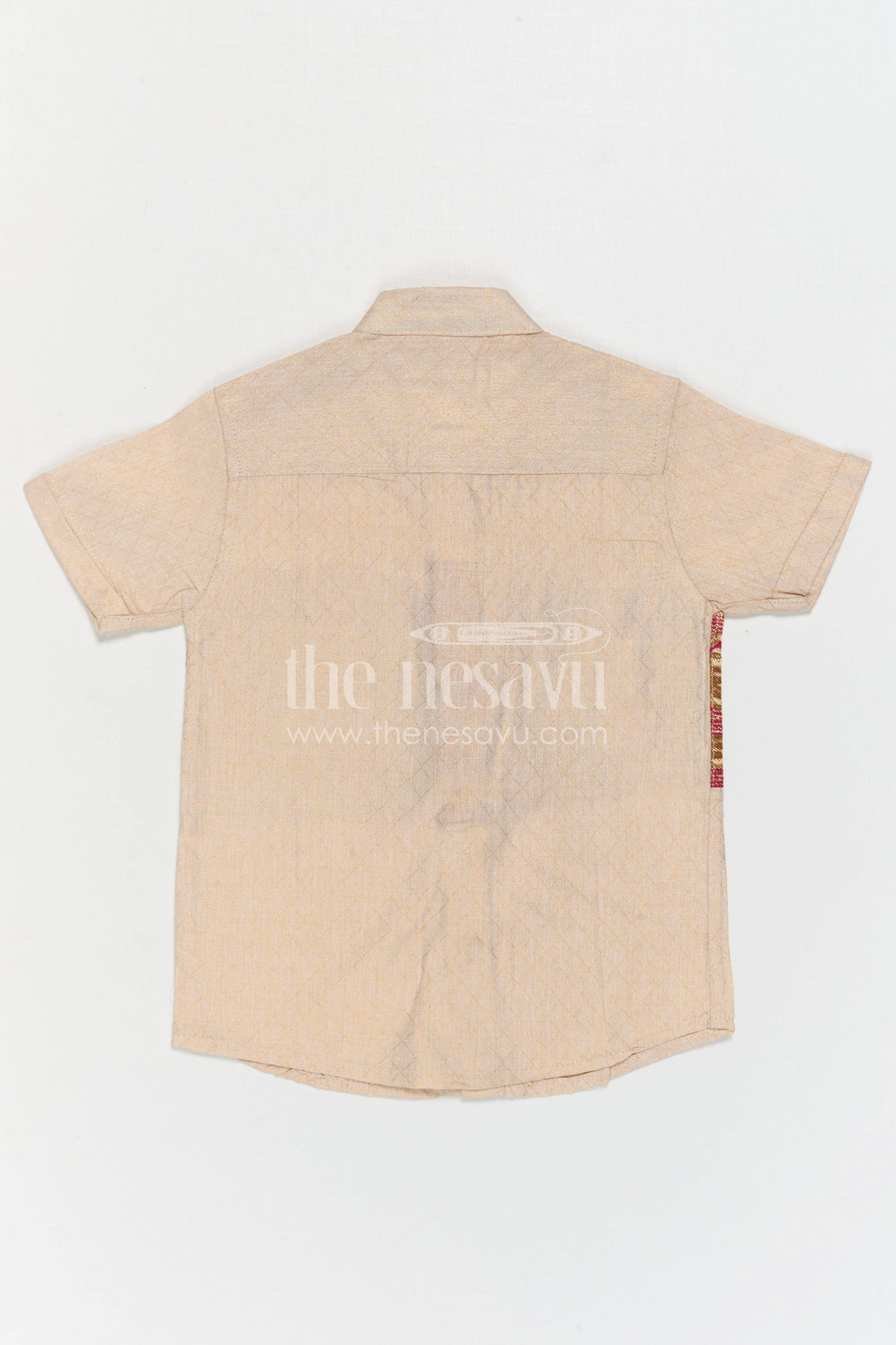 The Nesavu Boys Cotton Shirt Boys Ethnic Cotton Shirt with Baithani Border for Festive Occasions Nesavu Nesavu Boys Cotton Shirt With Baithani Border For Festive Occasions And Ethnic Wear