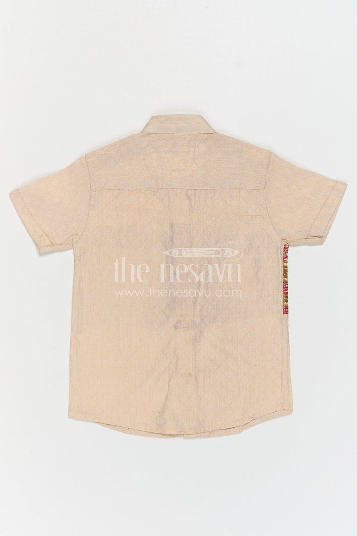 The Nesavu Boys Cotton Shirt Boys Ethnic Cotton Shirt with Baithani Border for Festive Occasions Nesavu Nesavu Boys Cotton Shirt With Baithani Border For Festive Occasions And Ethnic Wear