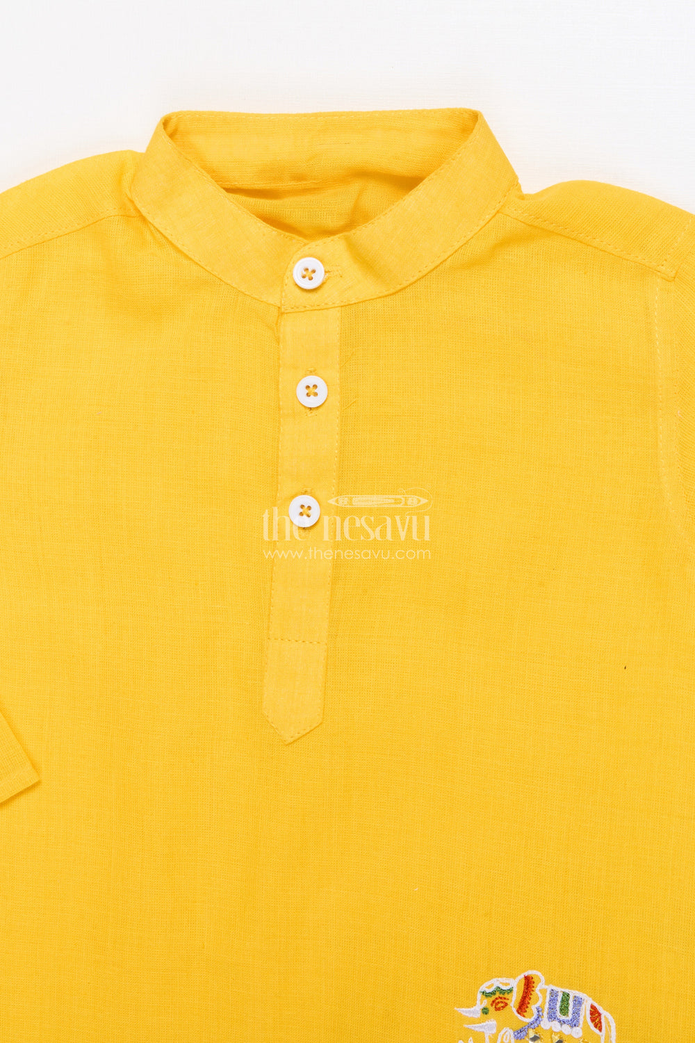 The Nesavu Boys Dothi Set Boys Ethnic Dhoti Kurta Set for Festive Occasions and Rituals Nesavu Nesavu boys handloom cotton dhoti kurta set embroidery festive rituals weddings