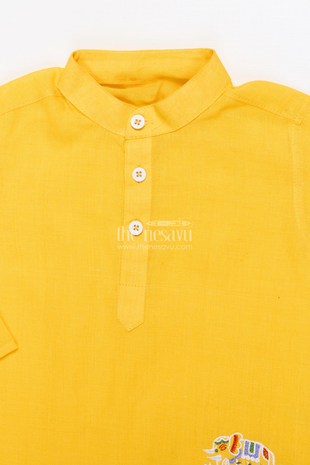 The Nesavu Boys Dothi Set Boys Ethnic Dhoti Kurta Set for Festive Occasions and Rituals Nesavu Nesavu boys handloom cotton dhoti kurta set embroidery festive rituals weddings