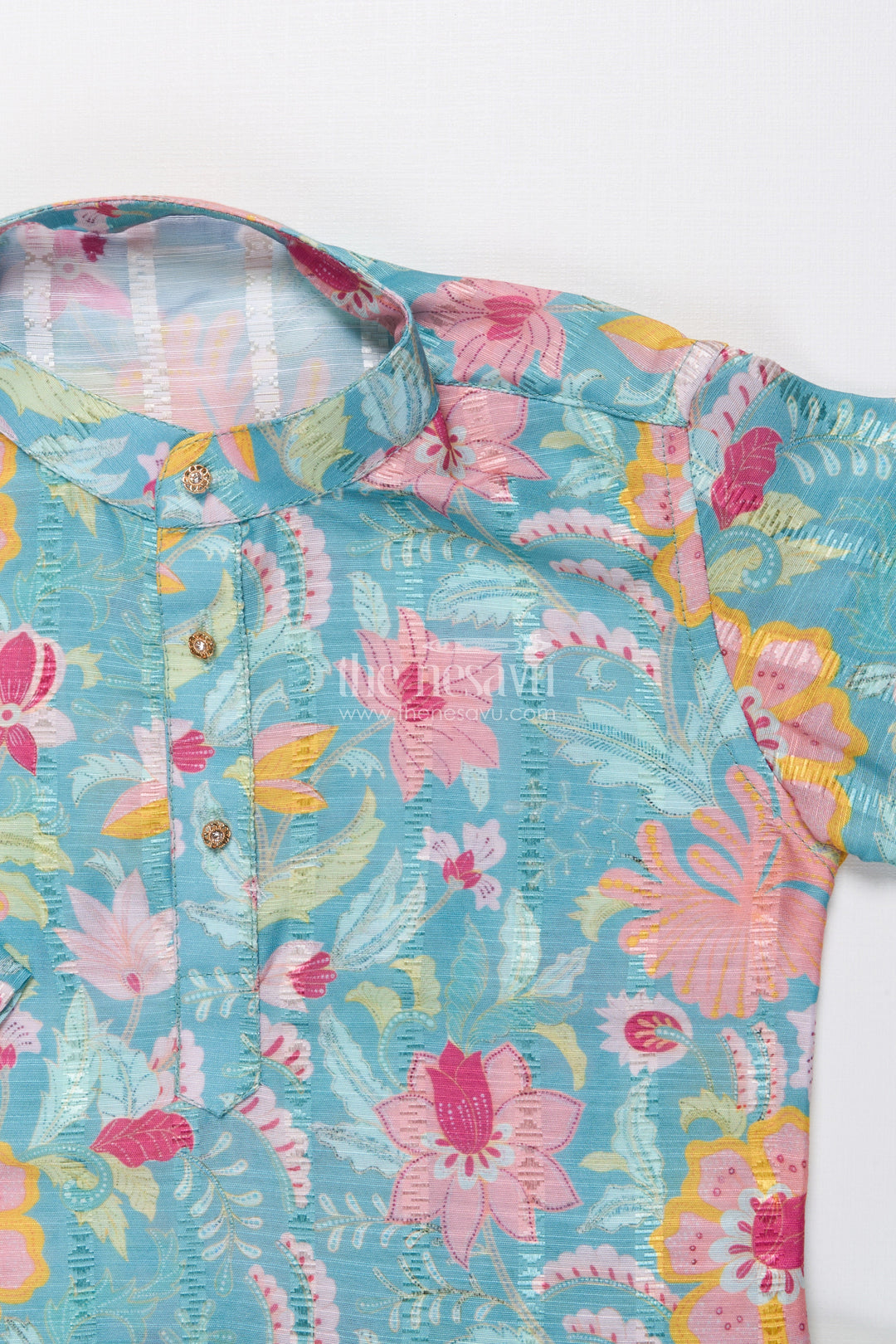 The Nesavu Boys Dothi Set Boys Ethnic Dhoti Kurta Set with Printed Detailing for Festivals Nesavu Nesavu boys digital printed dhoti kurta silk cotton cultural functions festive occasions