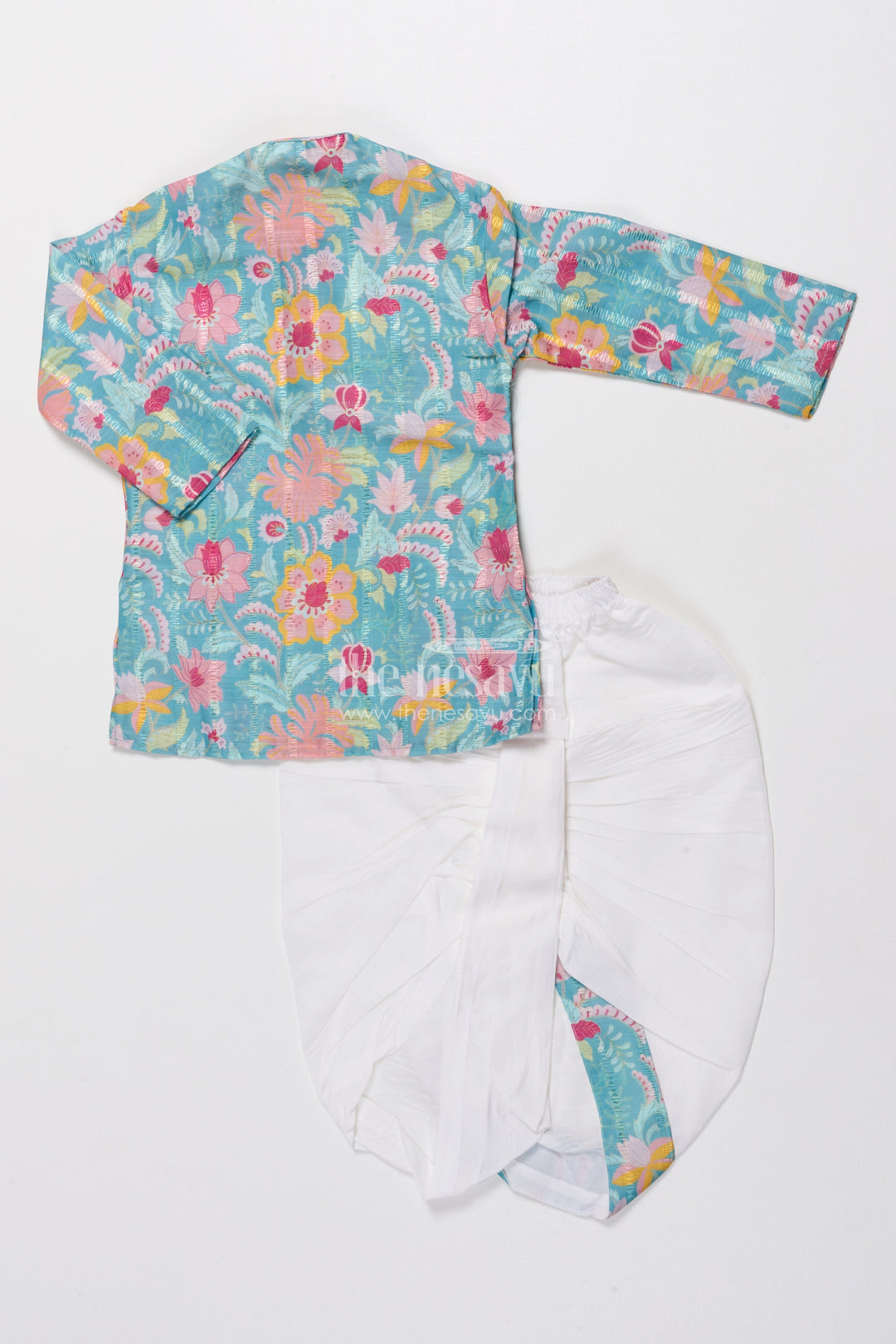 The Nesavu Boys Dothi Set Boys Ethnic Dhoti Kurta Set with Printed Detailing for Festivals Nesavu Nesavu boys digital printed dhoti kurta silk cotton cultural functions festive occasions