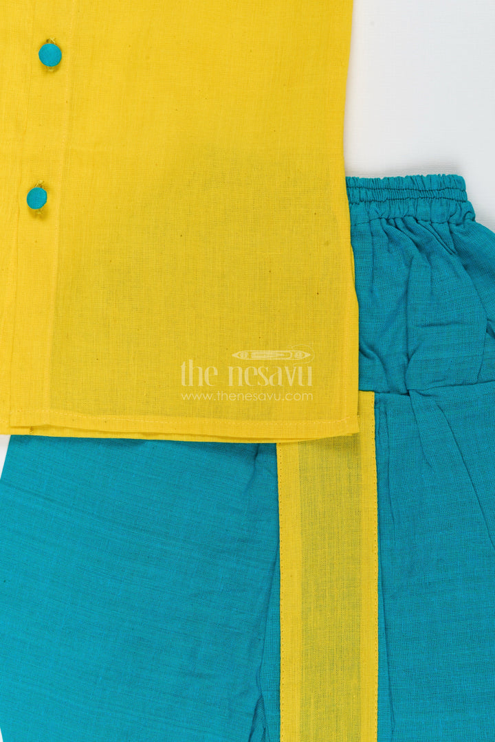 The Nesavu Boys Dothi Set Boys ethnic dhoti set for festivals and school celebrations Nesavu Nesavu boys cotton dhoti set ethnic day Diwali cultural celebrations school