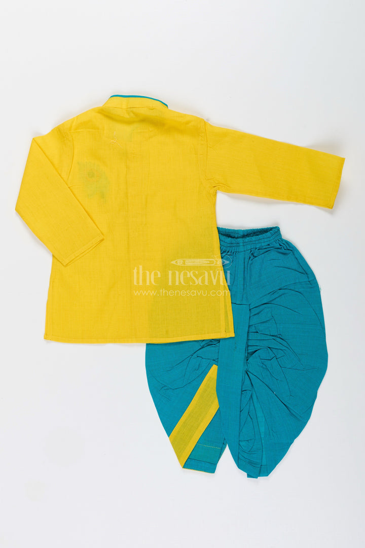 The Nesavu Boys Dothi Set Boys ethnic dhoti set for festivals and school celebrations Nesavu Nesavu boys cotton dhoti set ethnic day Diwali cultural celebrations school