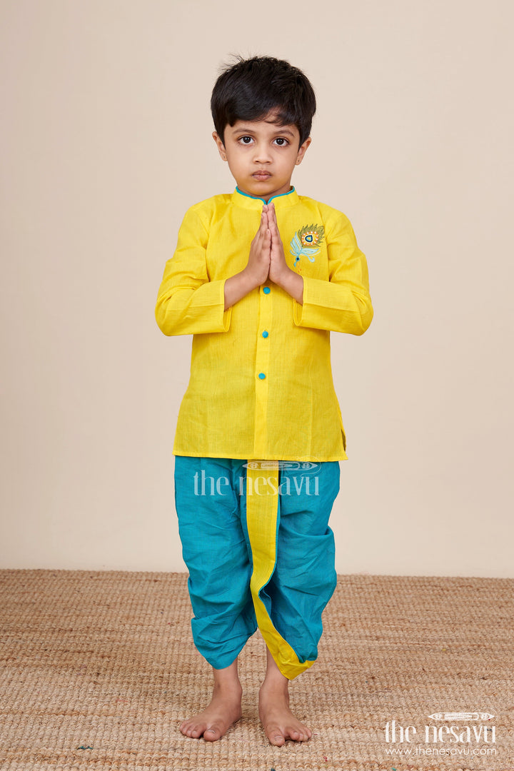 The Nesavu Boys Dothi Set Boys Ethnic Dhoti Set for Festivals and School Celebrations Nesavu Nesavu boys cotton dhoti set ethnic day Diwali cultural celebrations school