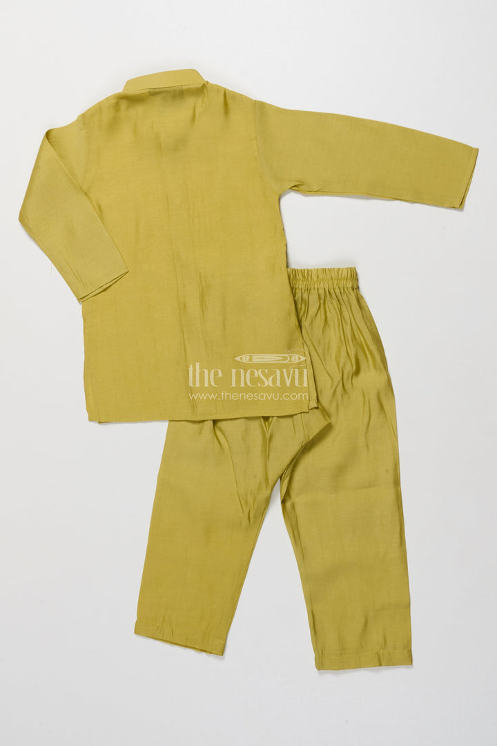 The Nesavu Boys Jacket Sets Boys Ethnic Jacket Kurta Set for Weddings and Festive Events Nesavu Nesavu boys ethnic silk blend jacket kurta set embroidery perfect weddings traditional occasions