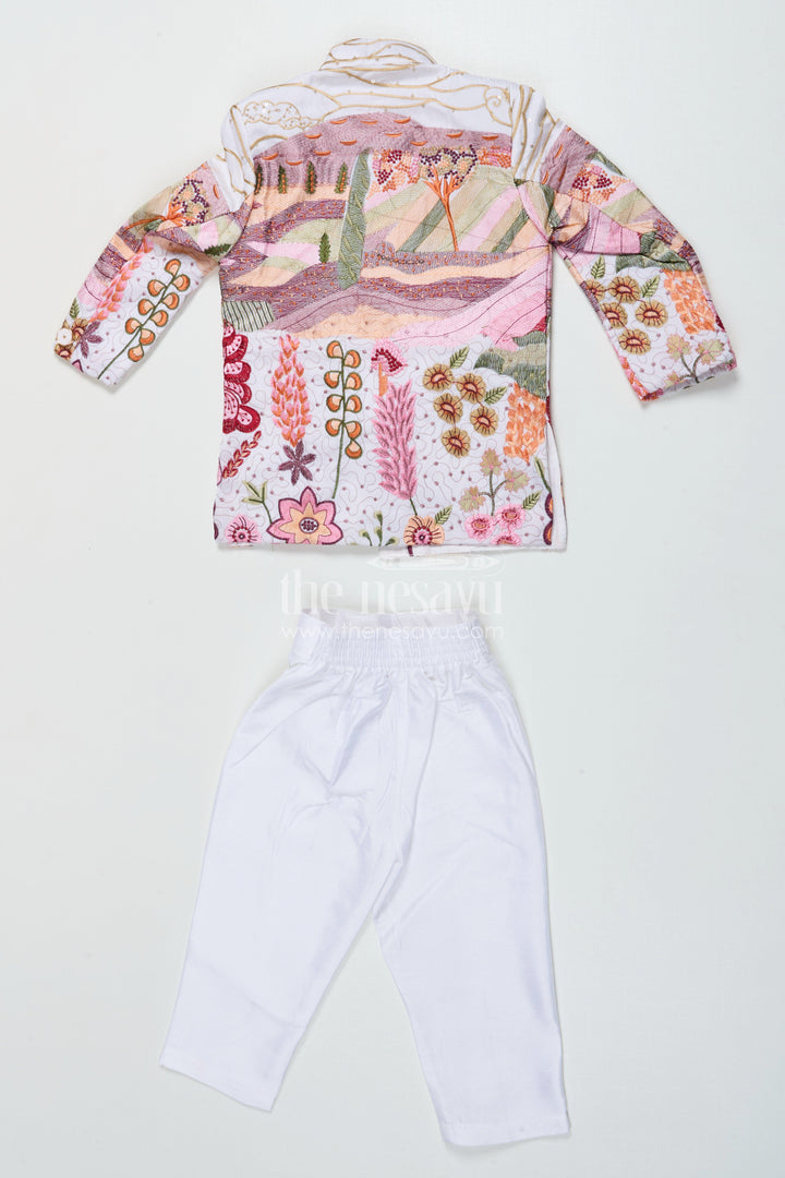 The Nesavu Boys Jacket Sets Boys Ethnic Jacket Set for Cultural Events and Functions Nesavu Nesavu boys ethnic jacket set silk blend designer embroidery festive occasions