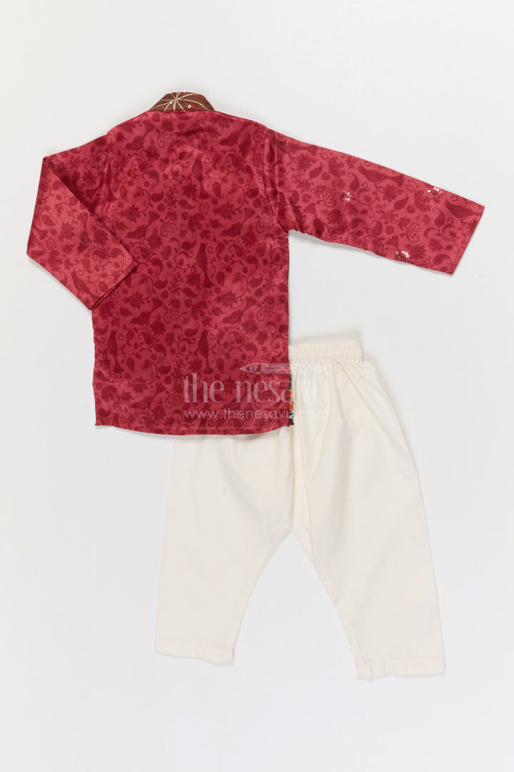 The Nesavu Boys Jacket Sets Boys Ethnic Jacket Set for Family Functions and Celebrations Nesavu Nesavu Boys Ethnic Jacket Set For Weddings And Festive Events In Embroidered Viscose Silk