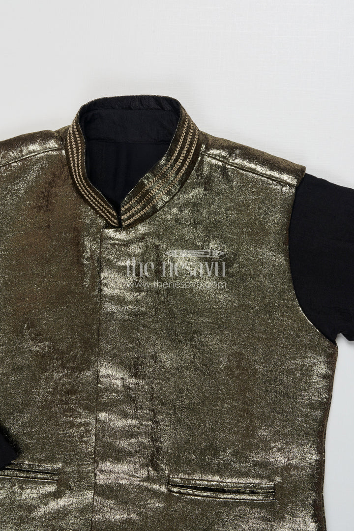 The Nesavu Boys Jacket Sets Boys Ethnic Jacket Set for Family Functions and Festivals Nesavu Nesavu boys silk blend ethnic jacket kurta set weddings pujas traditional celebrations