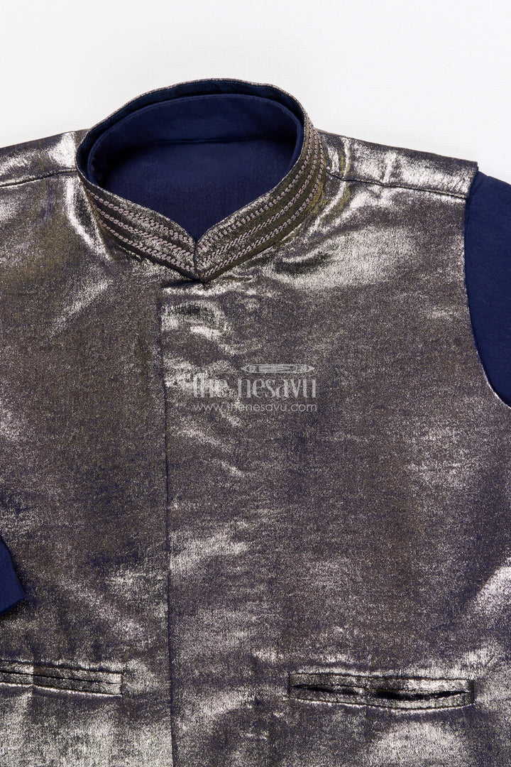 The Nesavu Boys Jacket Sets Boys Ethnic Jacket Set for Festive Occasions and Weddings Nesavu Nesavu boys ethnic jacket kurta set silk blend weddings festive functions