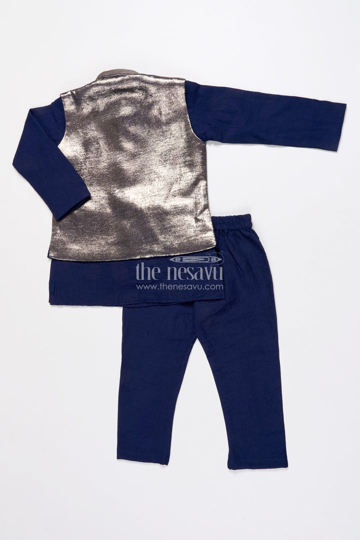 The Nesavu Boys Jacket Sets Boys Ethnic Jacket Set for Festive Occasions and Weddings Nesavu Nesavu boys ethnic jacket kurta set silk blend weddings festive functions