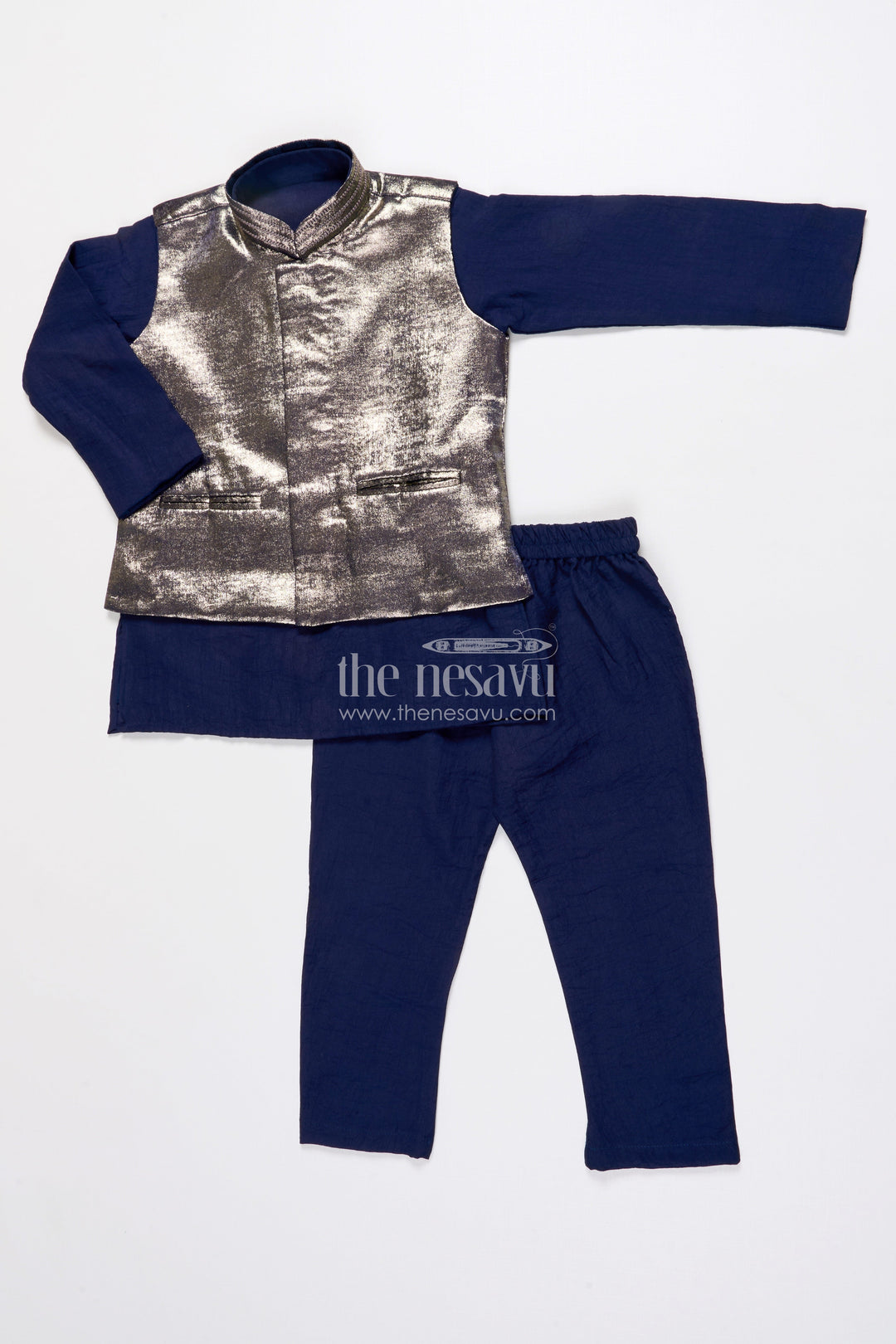 The Nesavu Boys Jacket Sets Boys Ethnic Jacket Set for Festive Occasions and Weddings Nesavu Nesavu boys ethnic jacket kurta set silk blend weddings festive functions