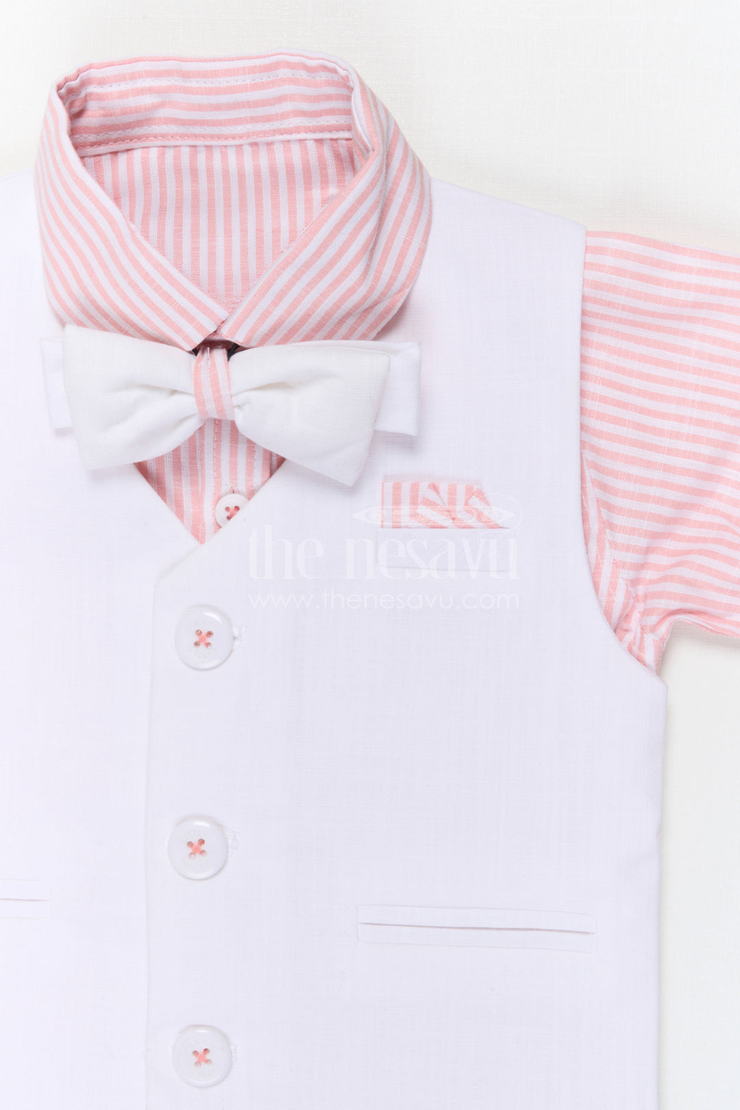 The Nesavu Boys Jacket Sets Boys Ethnic Jacket Set for Weddings and Festive Occasions Nesavu Nesavu boys cotton jacket set with striped design for weddings festive occasions and family celebrations