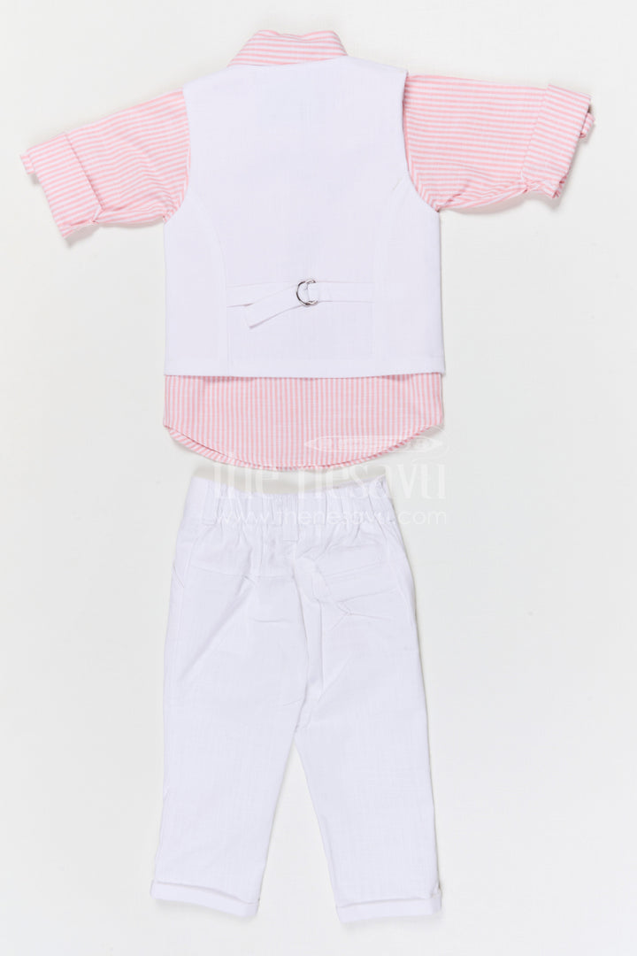 The Nesavu Boys Jacket Sets Boys Ethnic Jacket Set for Weddings and Festive Occasions Nesavu Nesavu boys cotton jacket set with striped design for weddings festive occasions and family celebrations