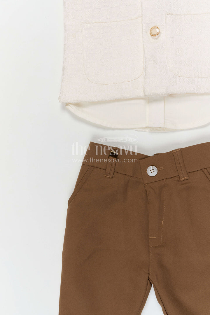 The Nesavu Boys Jacket Sets Boys Ethnic Jacket Set for Weddings and Party Nesavu Nesavu boys ethnic jacket set for weddings and festive occasions with designer embroidery and comfortable fit